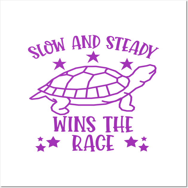 Inspirational Quote Turtle Design - Slow And Steady Wins The Race Wall Art by Animal Specials